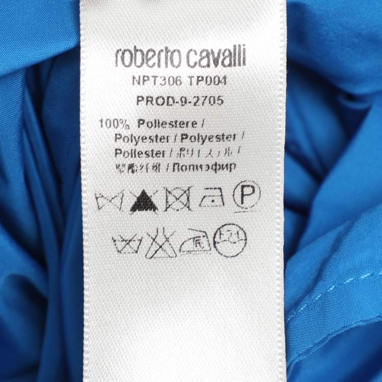 Pre Owned Roberto Cavalli Blue Polyester Maxi Skirt M