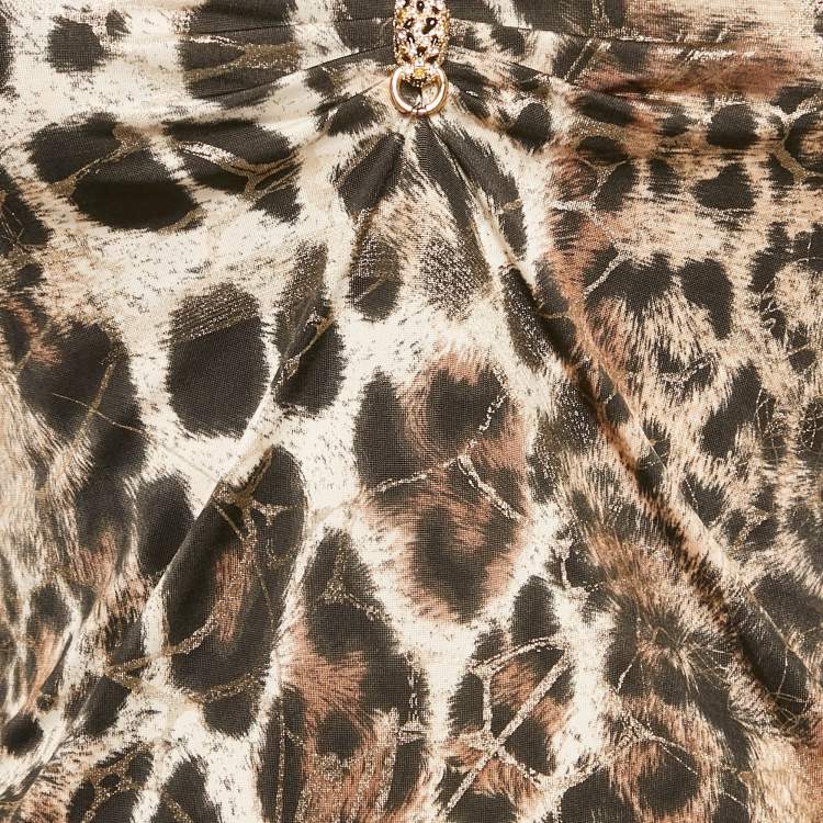 Pre Owned Roberto Cavalli Brown Printed Jersey Tank Top S