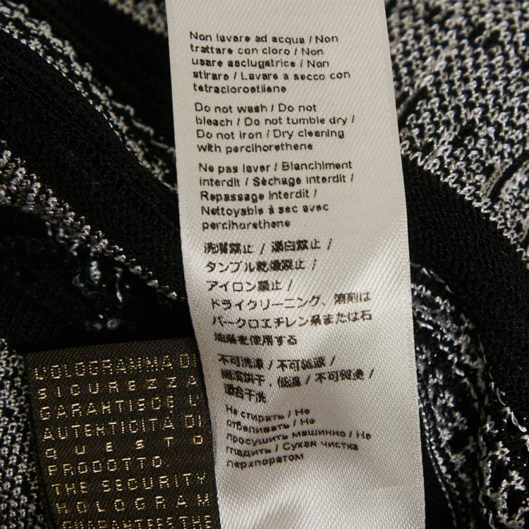 Pre Owned Roberto Cavalli Monochrome Patterned Jacquard Stretch Knit Top S