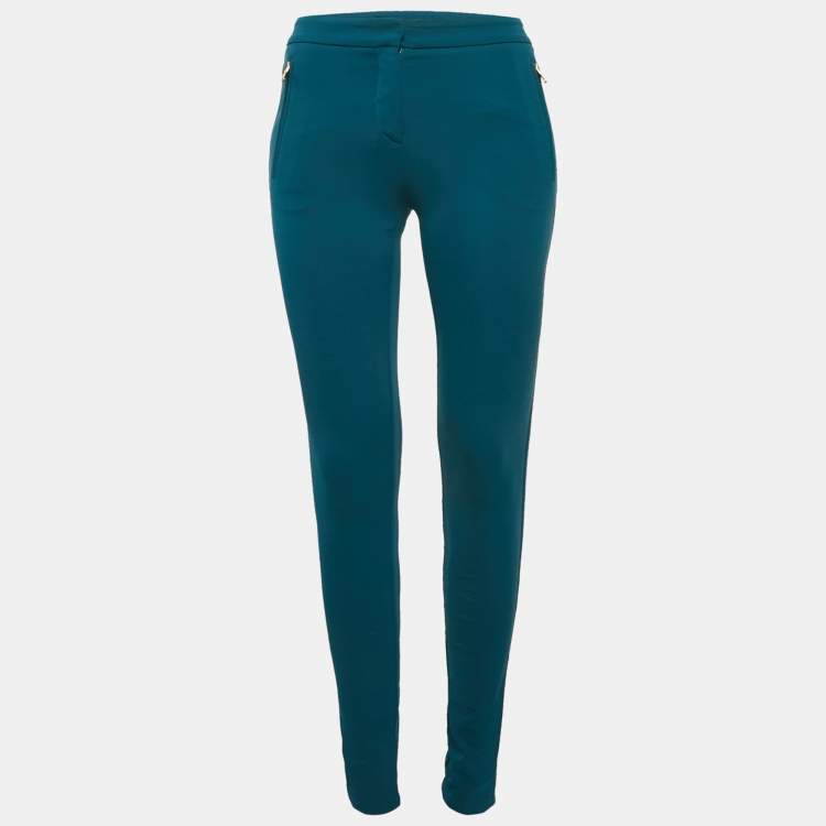 Pre Owned Roberto Cavalli Blue Stretch Crepe Skinny Trousers S