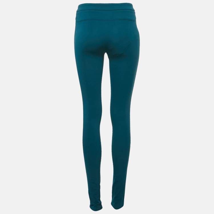 Pre Owned Roberto Cavalli Blue Stretch Crepe Skinny Trousers S