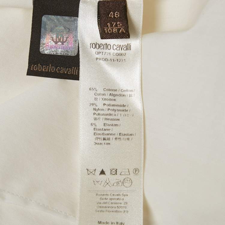 Pre Owned Roberto Cavalli Cream Cotton Long Sleeve Shirt L