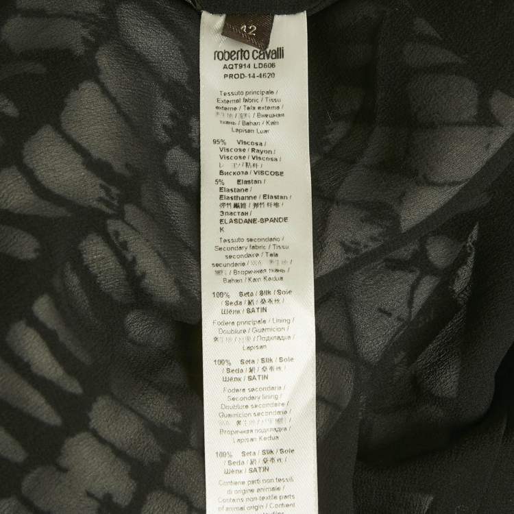 Pre Owned Roberto Cavalli Black Print Crepe Halter Neck Maxi Dress M