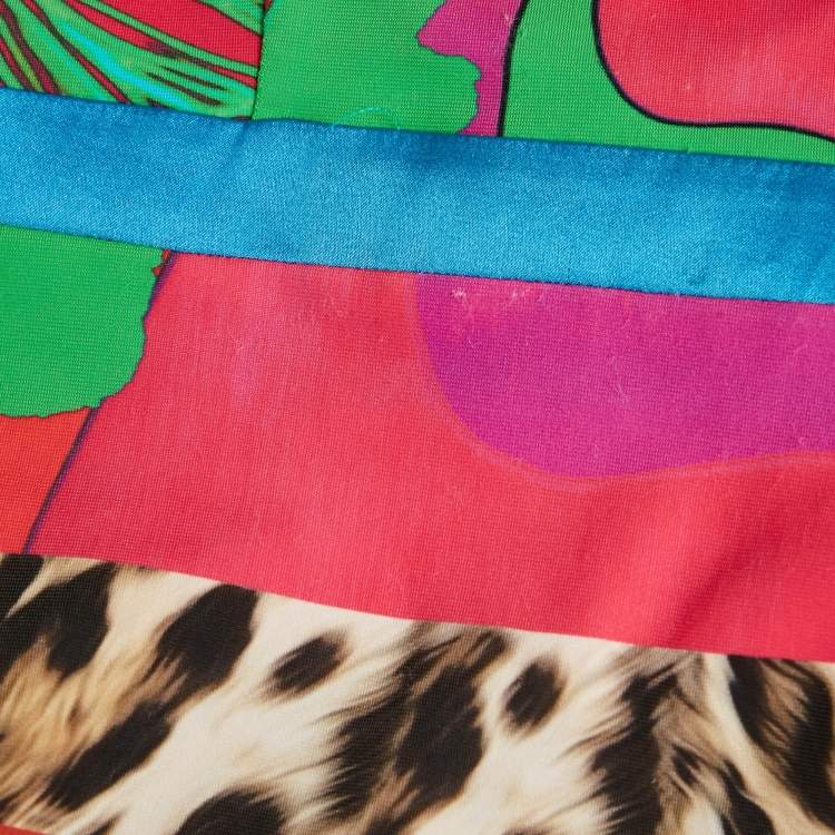 Pre Owned Roberto Cavalli Multicolor Printed Jersey Maxi Dress S
