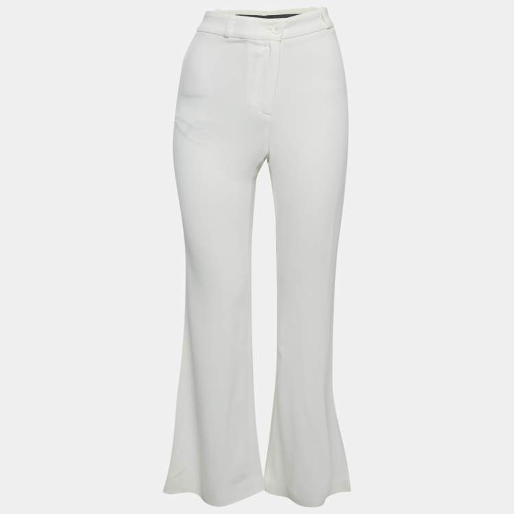 Pre Owned Roberto Cavalli  White Crepe Flared Leg Pants M