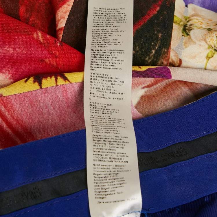 Pre Owned Roberto Cavalli Multicolor Printed Crepe Side Tie Detail Pants S