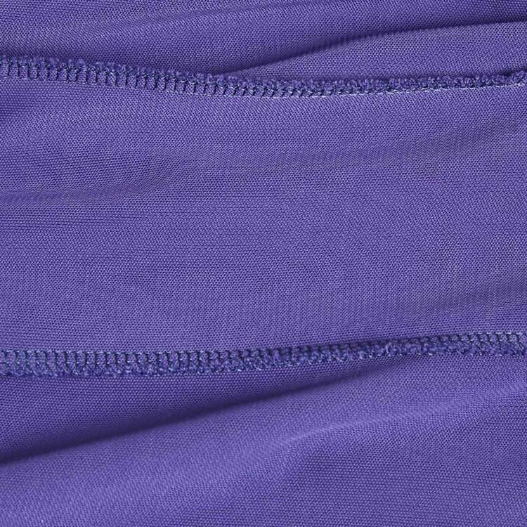 Pre Owned Roberto Cavalli Purple Crepe Lace Back Midi Dress S