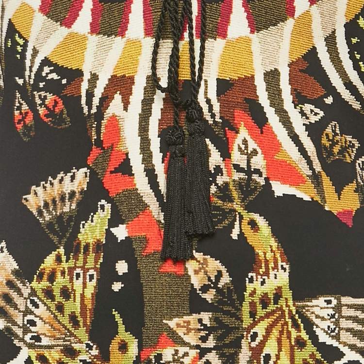 Pre Owned Roberto Cavalli Black Printed Jersey Short Dress M