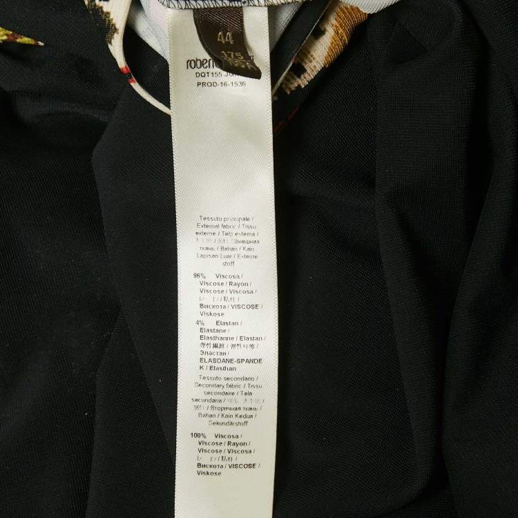 Pre Owned Roberto Cavalli Black Printed Jersey Short Dress M