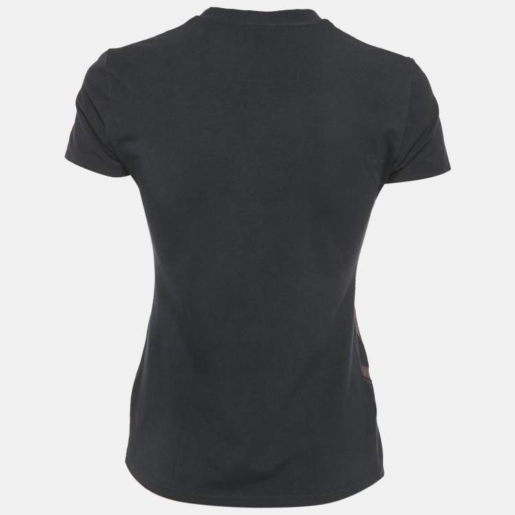 مملوكة مسبقًا Roberto Cavalli Black Logo Print Cotton Crew Neck T-Shirt S