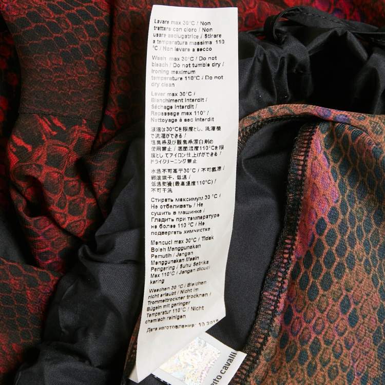 Pre Owned Roberto Cavalli Burgundy Animal Printed Chiffon Palazzo Pants S
