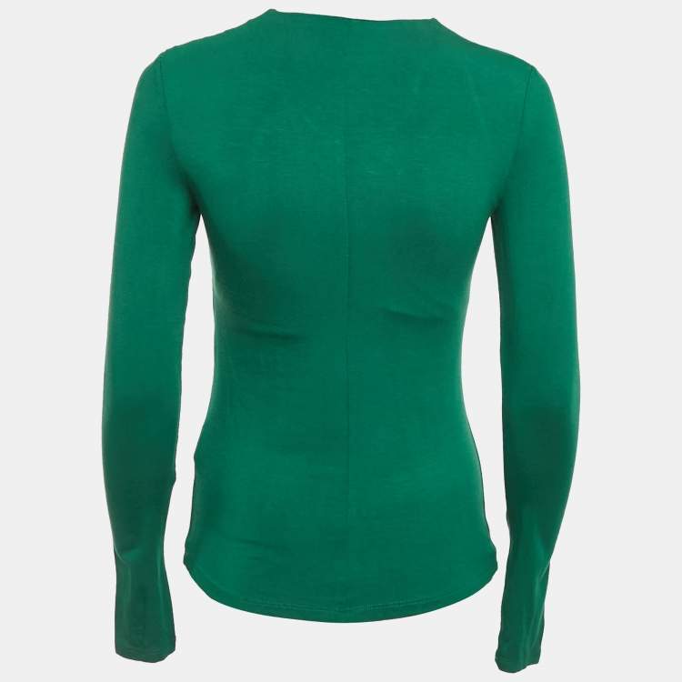 Pre Owned Roberto Cavalli Green Jersey Snake Detail Top S
