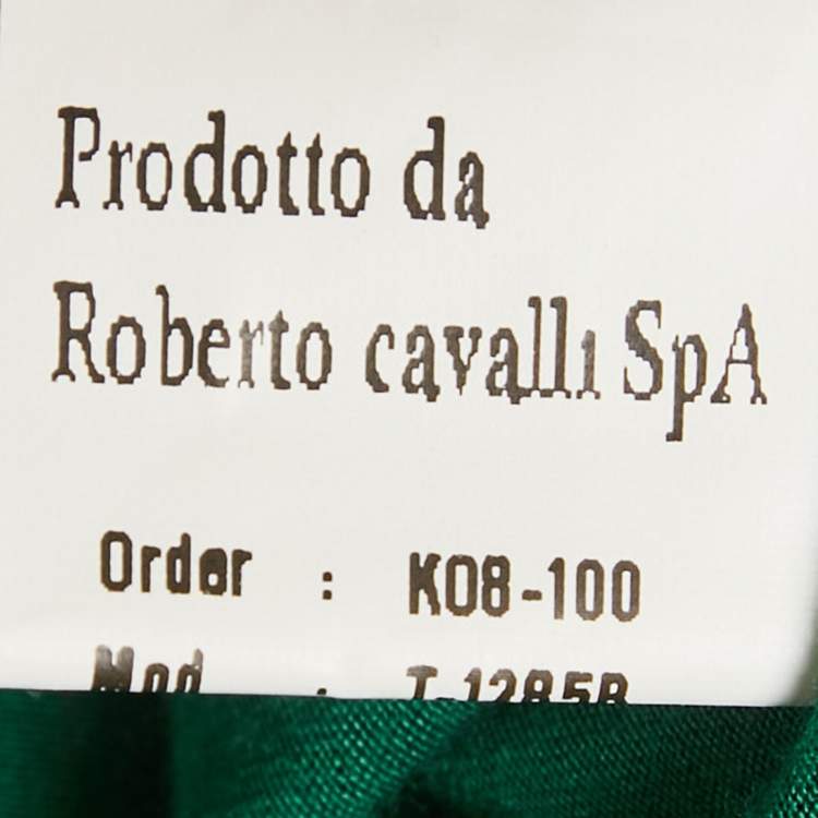 Pre Owned Roberto Cavalli Green Jersey Snake Detail Top S