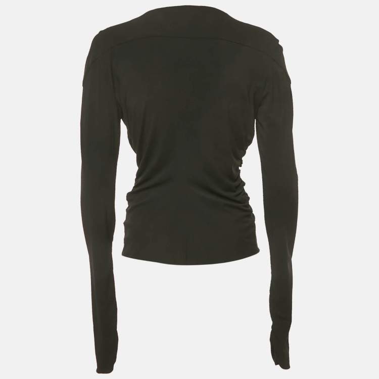 Pre Owned Roberto Cavalli Black Embellished Lace Up Jersey Top M