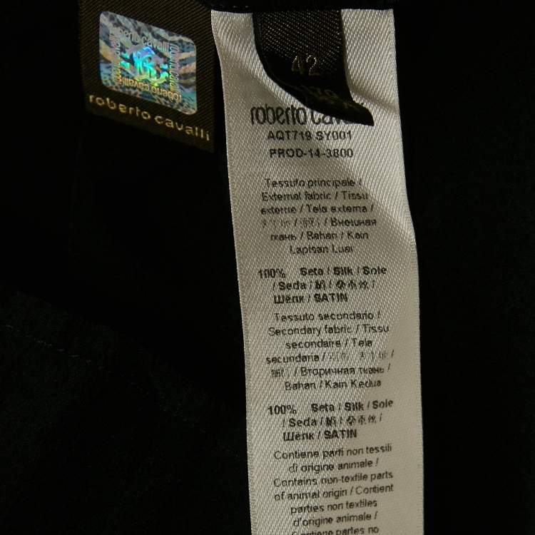 Pre Owned Roberto Cavalli Black Grommet Detail Skirt and Top Set M/L
