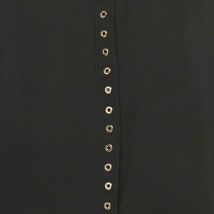Pre Owned Roberto Cavalli Black Grommet Detail Skirt and Top Set M/L