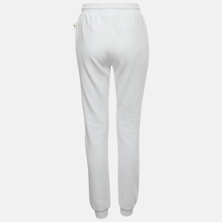 Pre Owned Roberto Cavalli Sport White Logo Print Cotton Joggers M