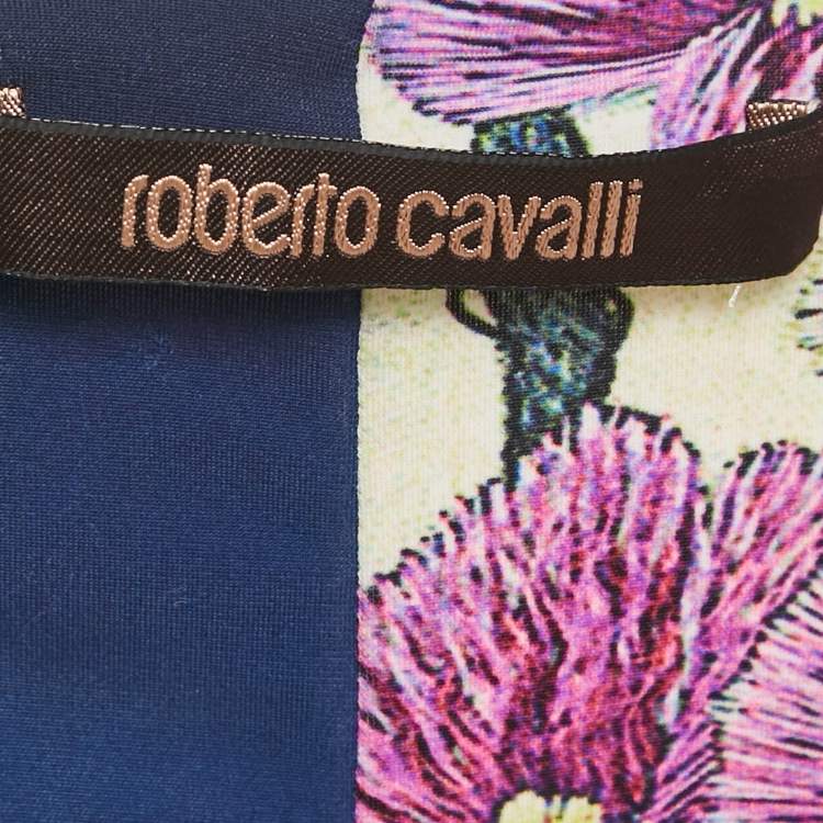 Pre Owned Roberto Cavalli Multicolor Printed Jersey Long Sleeve Top S