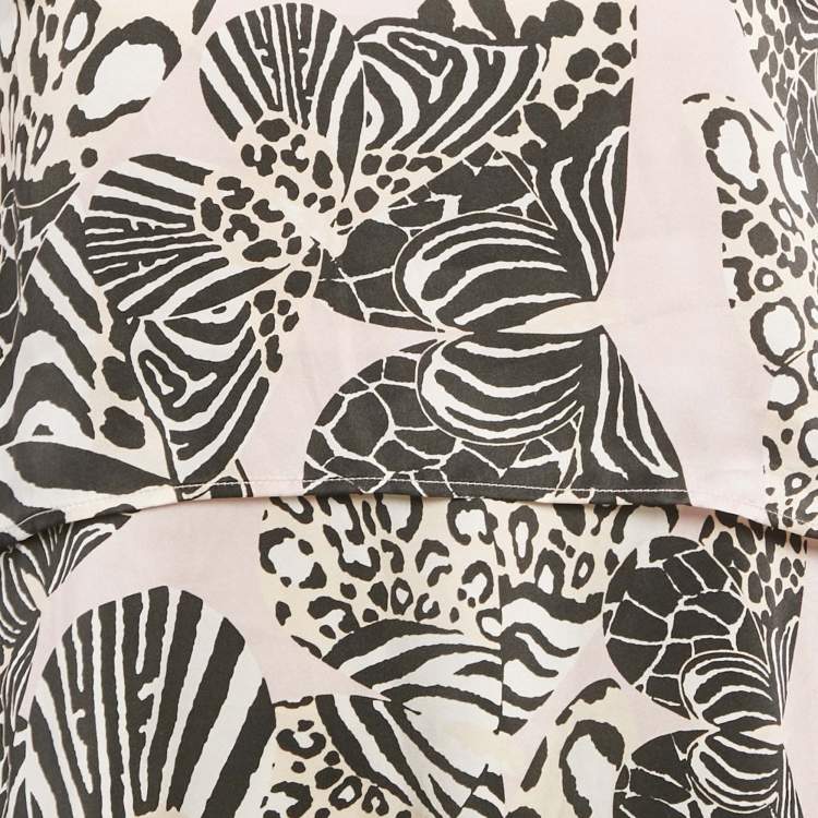 Pre Owned Roberto Cavalli Pink Printed Silk Mini Dress L