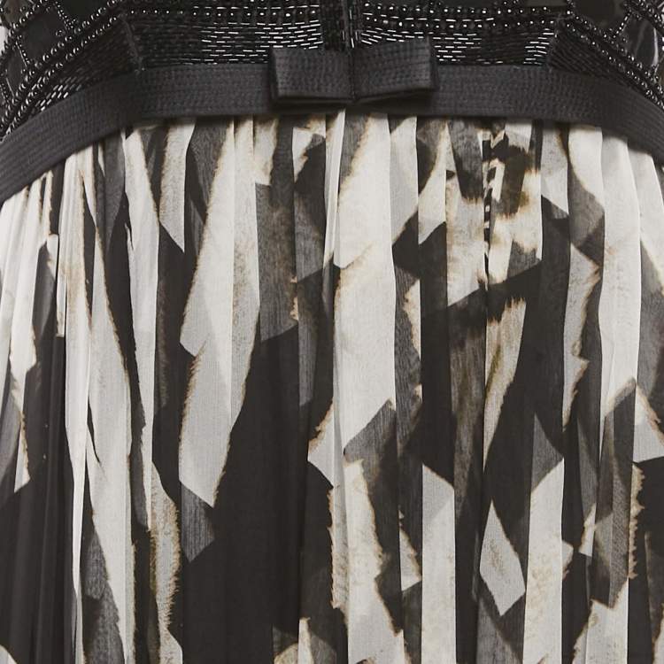 Pre Owned Roberto Cavalli Black Crystal Embellished Silk Maxi Dress M