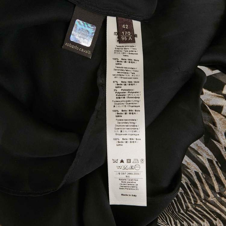 Pre Owned Roberto Cavalli Black Crystal Embellished Silk Maxi Dress M