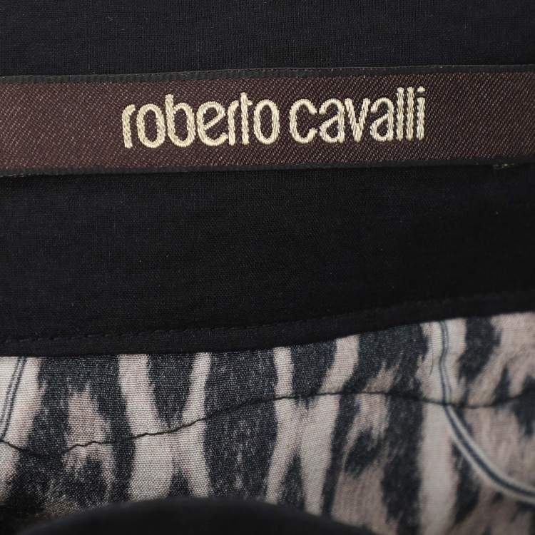 Pre Owned Roberto Cavalli Multicolor Printed Silk Side Slits Midi Skirts S