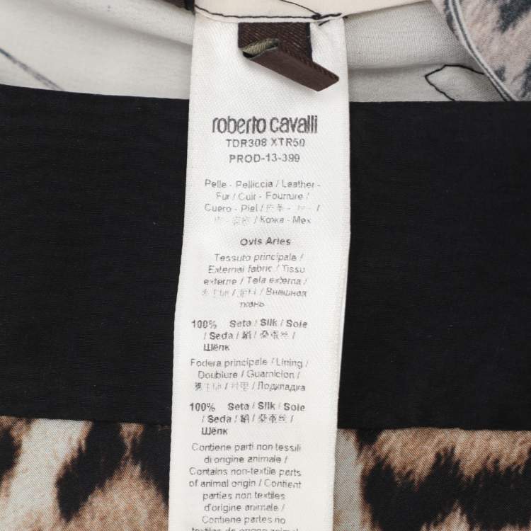 Pre Owned Roberto Cavalli Multicolor Printed Silk Side Slits Midi Skirts S