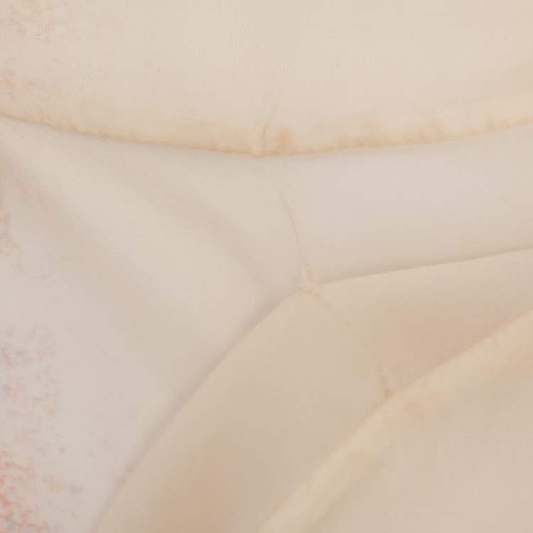Pre Owned Roberto Cavalli Orange & White Printed Silk Wrap Around Belted Kaftan Blouse