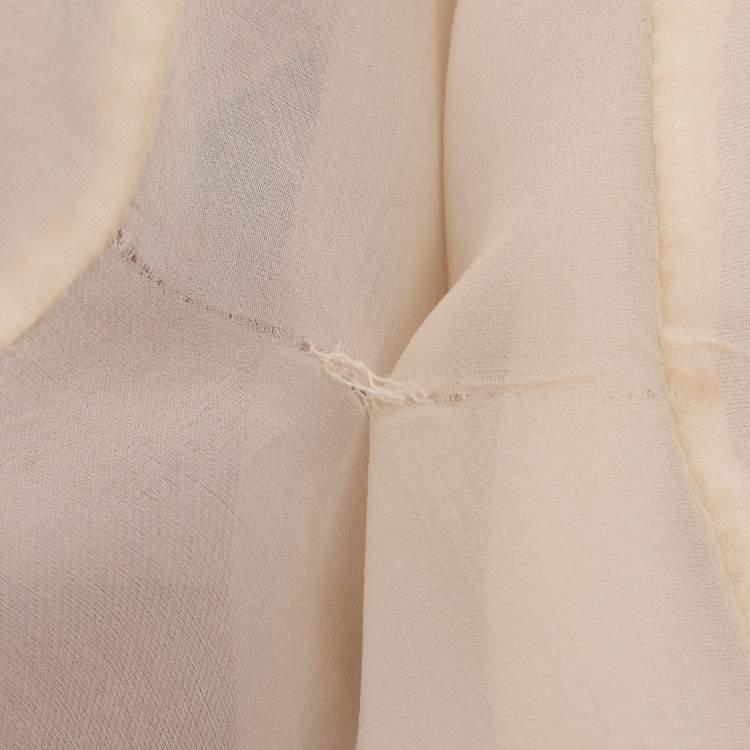Pre Owned Roberto Cavalli Orange & White Printed Silk Wrap Around Belted Kaftan Blouse