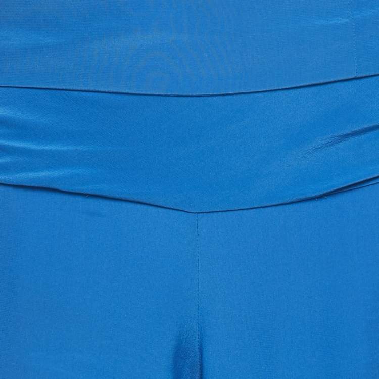 Pre Owned Roberto Cavalli Blue Silk Tie-Up Trousers S