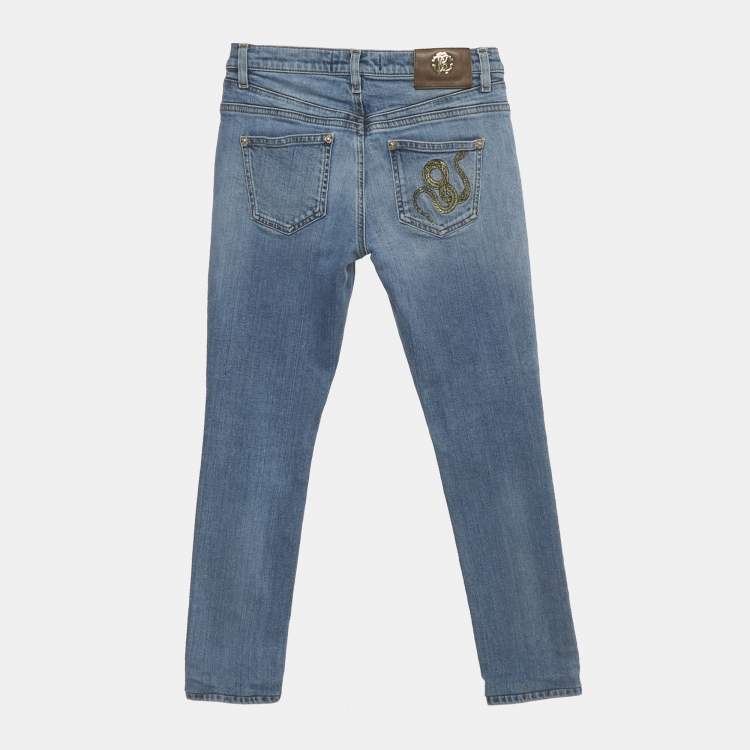 Pre Owned Roberto Cavalli Blue Denim Skinny Jeans S Waist 25"