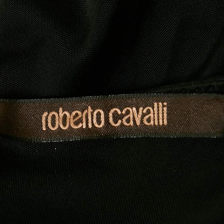 Pre Owned Roberto Cavalli Black Embellished Jersey One Shoulder Mini Dress M 