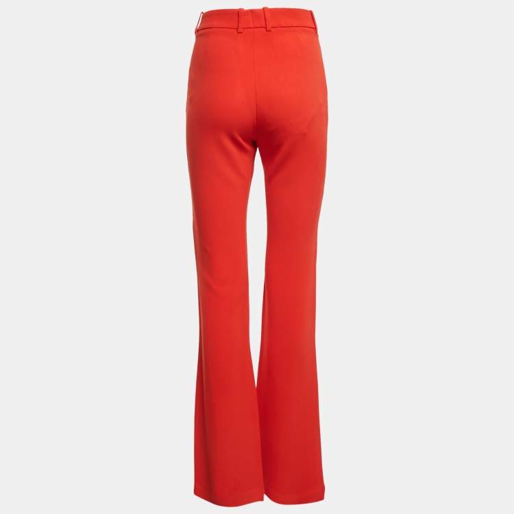 Pre Owned Roberto Cavalli Red  Crepe Flared Charm Trousers M