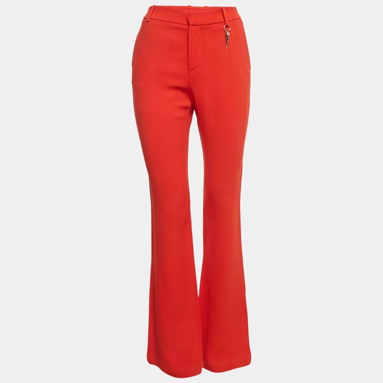 Pre Owned Roberto Cavalli Red  Crepe Flared Charm Trousers M
