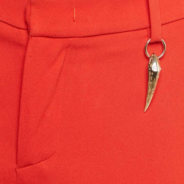 Pre Owned Roberto Cavalli Red  Crepe Flared Charm Trousers M