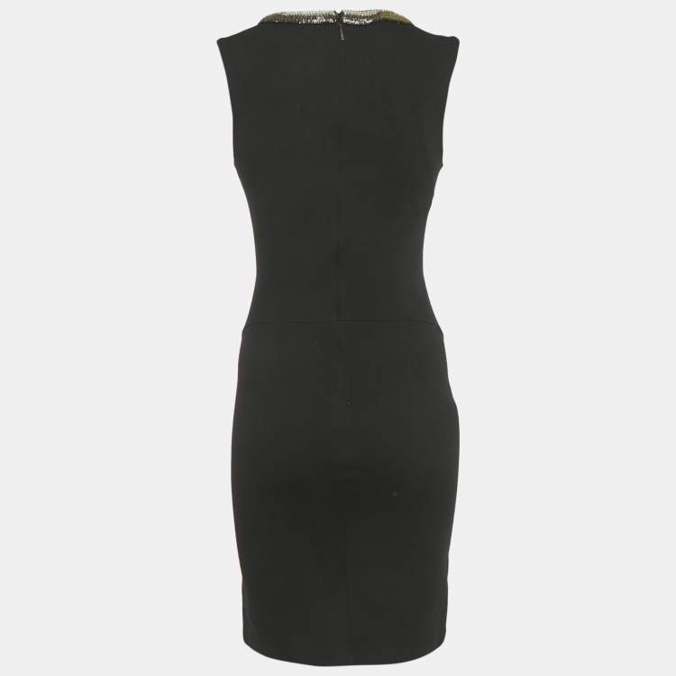 Pre Owned Roberto Cavalli Black Snake Embellished Jersey Mini Dress S