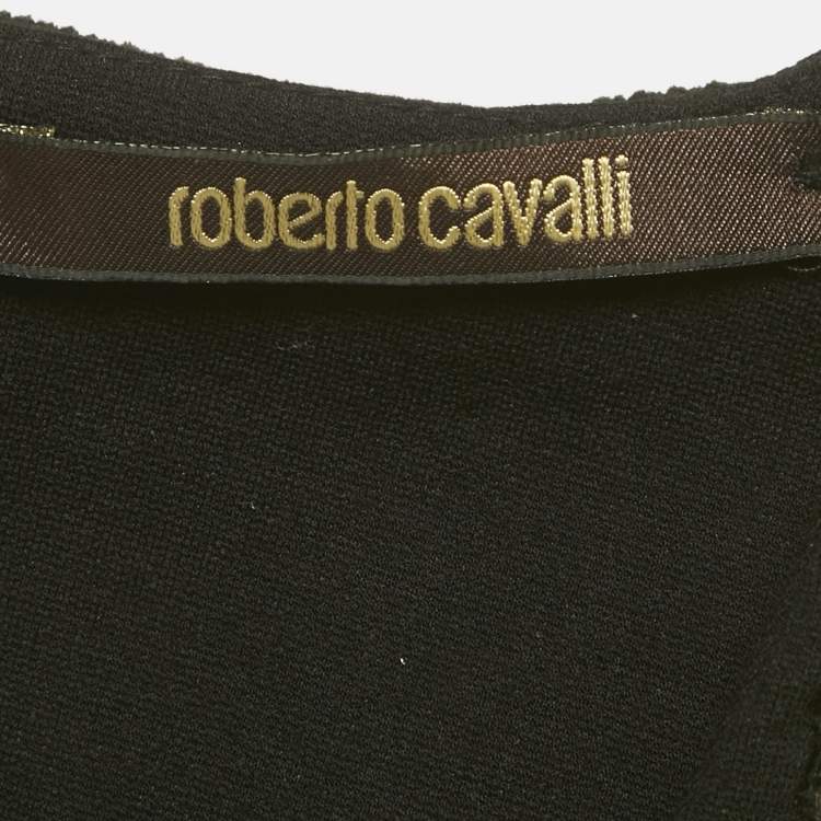 Pre Owned Roberto Cavalli Black Snake Embellished Jersey Mini Dress S