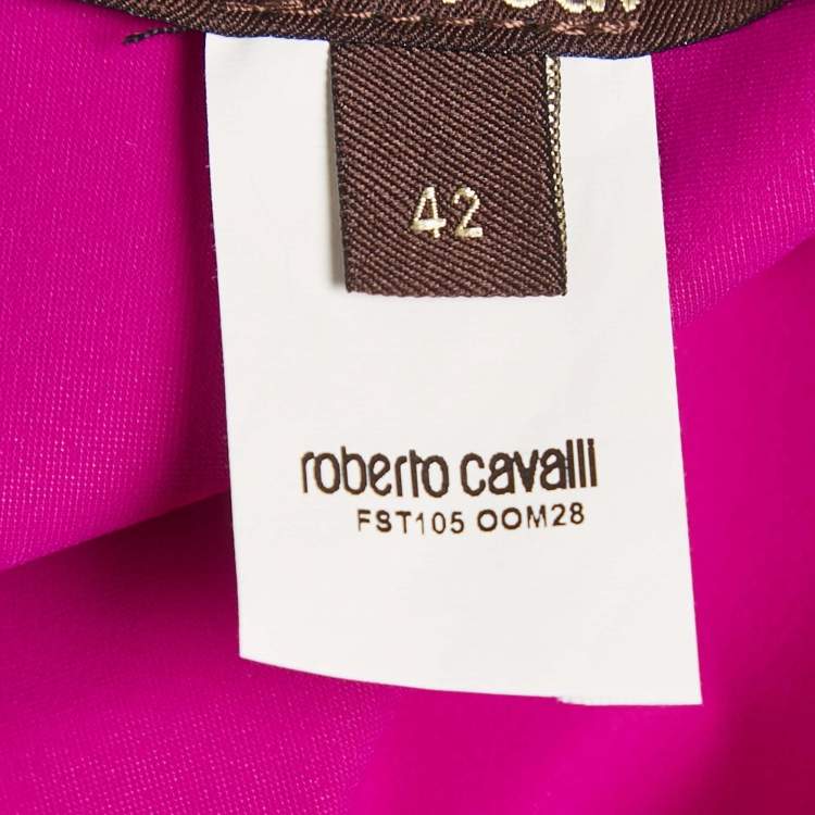 Pre Owned Roberto Cavalli Pink Floral Graphic Print Jersey Cut-Out Detail Mini Dress M