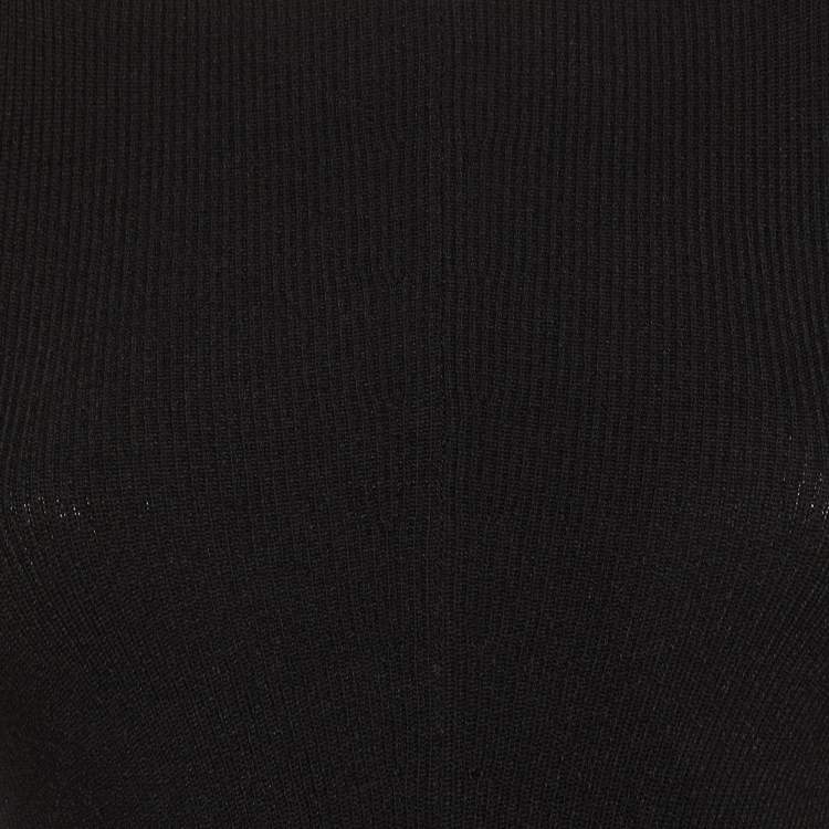 Pre Owned Roberto Cavalli Black Knit Distressed Detail Cold Shoulder Dress S