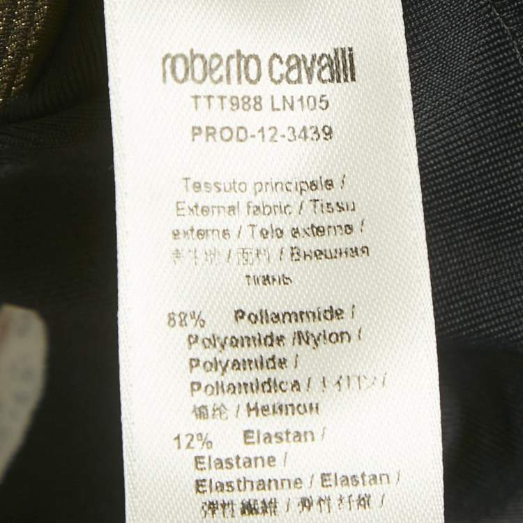 Pre Owned Roberto Cavalli Black Printed Jersey Short Dress M