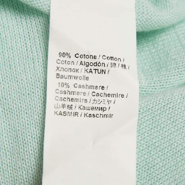 Pre Owned Roberto Cavalli Blue Cotton Knit V-Neck Sweater M