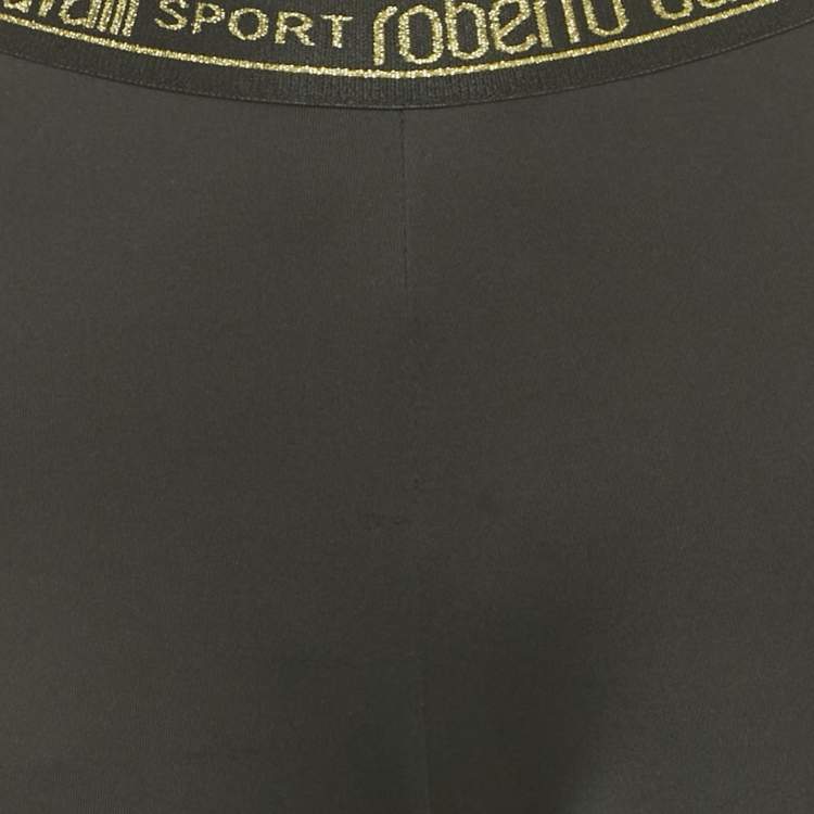 Pre Owned Roberto Cavalli Black Jersey Contrast Trimmed Pants M