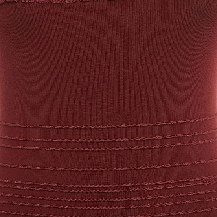Pre Owned Roberto Cavalli Burgundy Wool Knit Sleeveless Bodycon Dress S