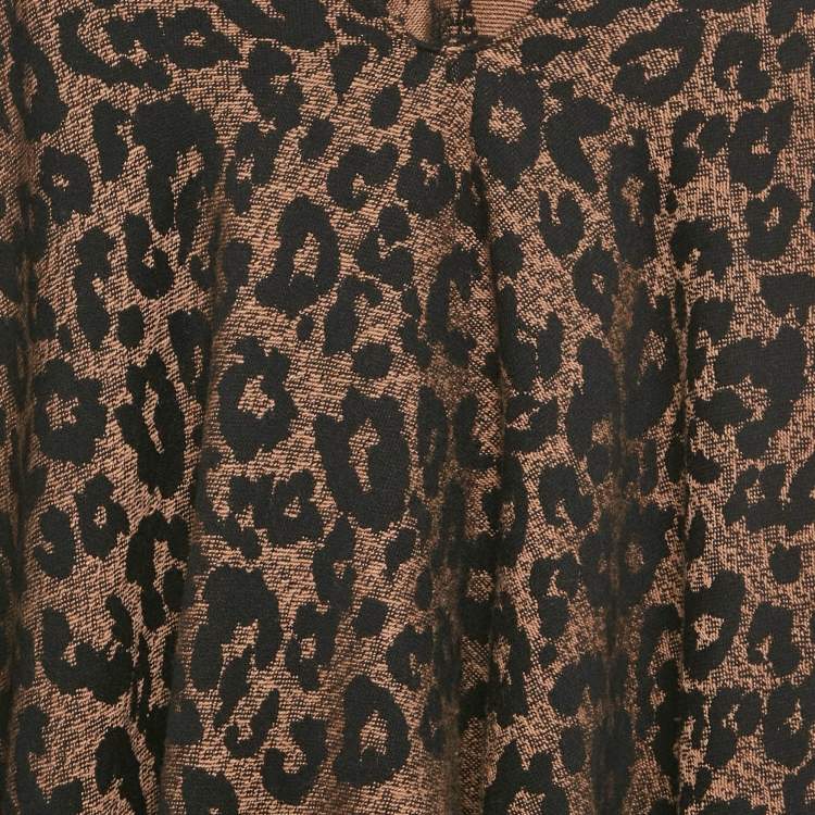 Pre Owned Roberto Cavalli Brown Jacquard Wool Fringed Poncho One Size  
