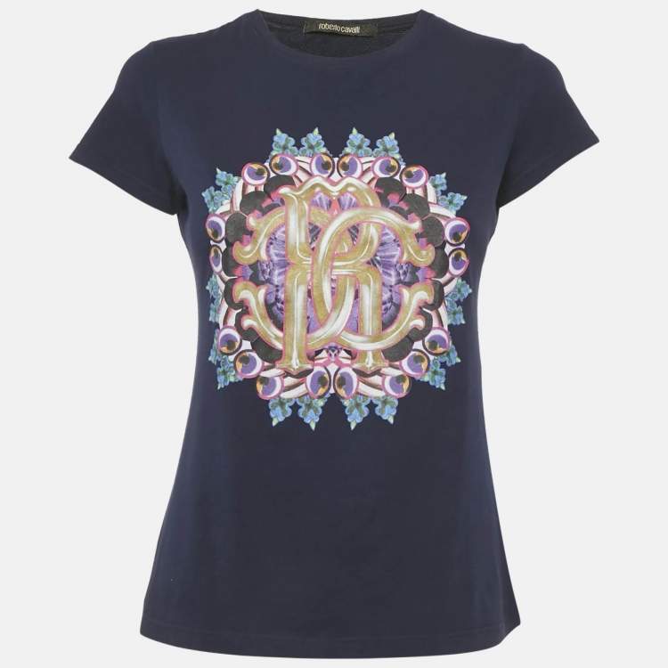 Pre Owned Roberto Cavalli Printed Cotton T-Shirt M