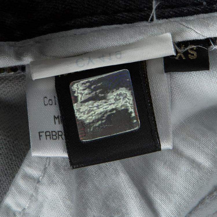 Pre Owned Roberto Cavalli Grey Printed Flared Bottom Jeans XS