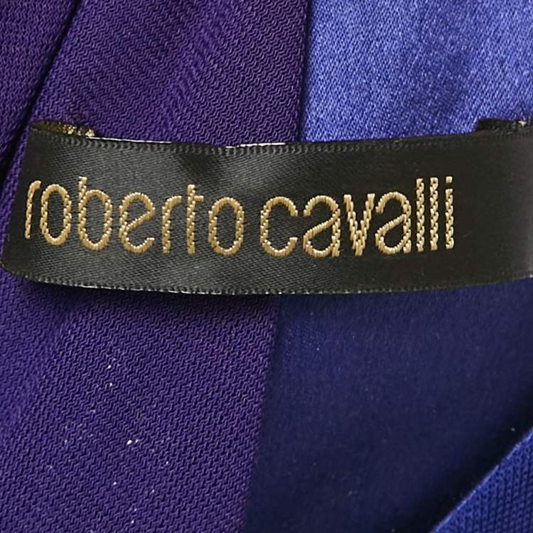 Pre Owned Roberto Cavalli Blue Beaded Jersey Short Dress S