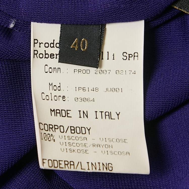Pre Owned Roberto Cavalli Blue Beaded Jersey Short Dress S