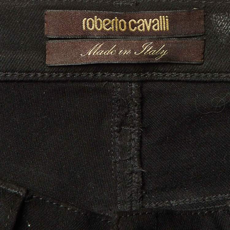 Pre Owned Roberto Cavalli Black Denim Sequin Embellished Skinny Jeans M/Waist 30"