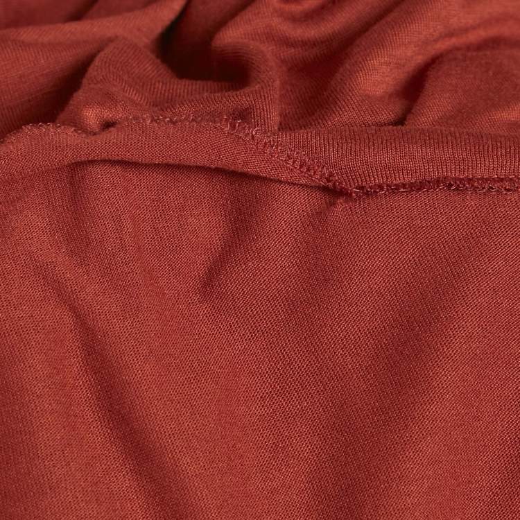 Pre Owned Roberto Cavalli Red Ruched Jersey Long Sleeve Top S 